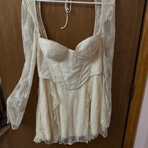 Oh Polly Cream Lace Corset Dress